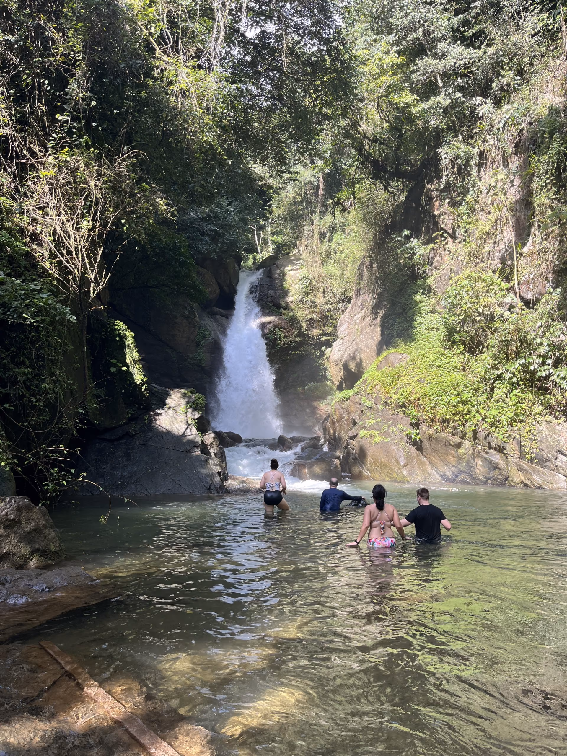 Swimming in crystal-clear waters in the rivers of the Dominican Republic